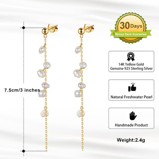 1 Pair Baroque Style French Style Geometric Color Block Irregular Polishing Plating Freshwater Pearl Sterling Silver 14k Gold Plated White Gold Plated Silver Plated Drop Earrings