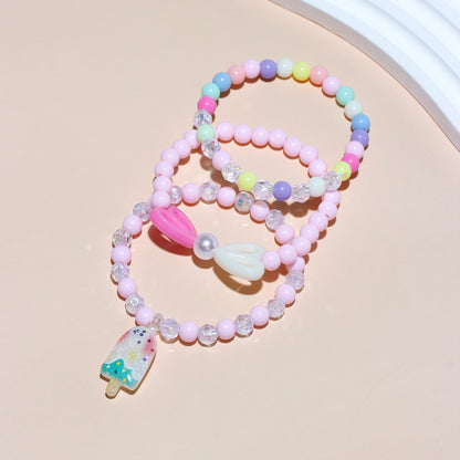Princess Cute Sweet Clouds Ice Cream Heart Shape Arylic Resin Girl's Bracelets