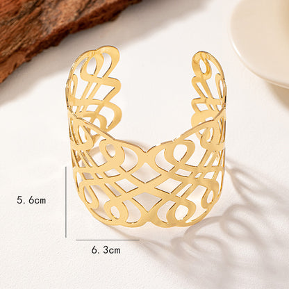 Vintage Style Simple Style Solid Color Ferroalloy Plating Hollow Out 14k Gold Plated Women's Bangle