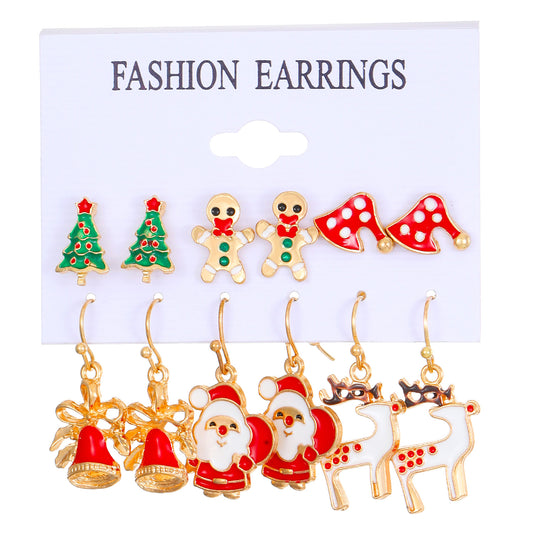1 Pair Cute Christmas Tree Santa Claus Elk Plating Alloy Drop Earrings