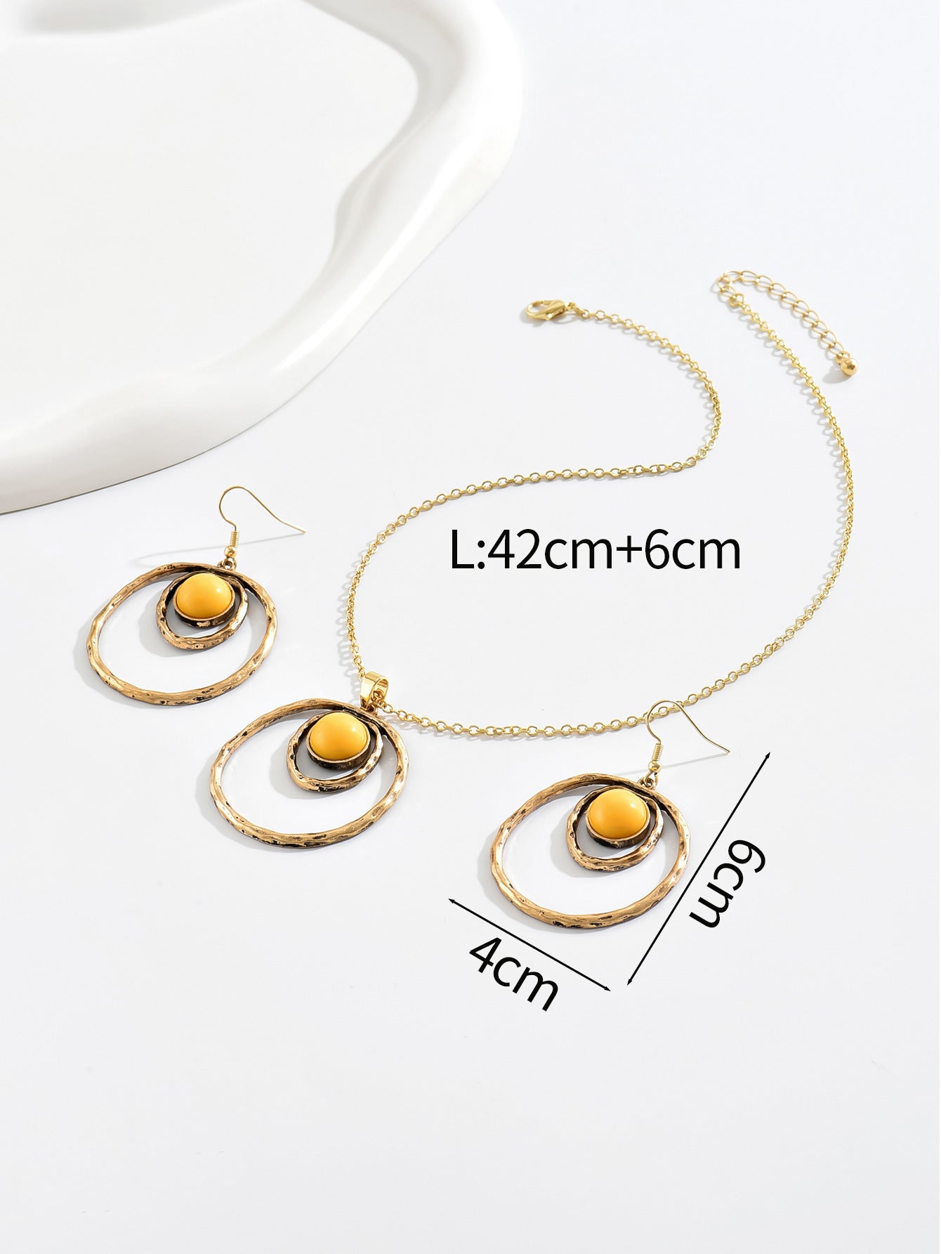 Vintage Style Hawaiian Classic Style Geometric Alloy Inlay Artificial Gemstones Women's Earrings Necklace