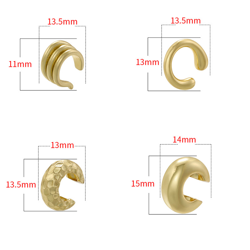 1 Pair Retro Simple Style C Shape Plating Copper 18k Gold Plated Earrings