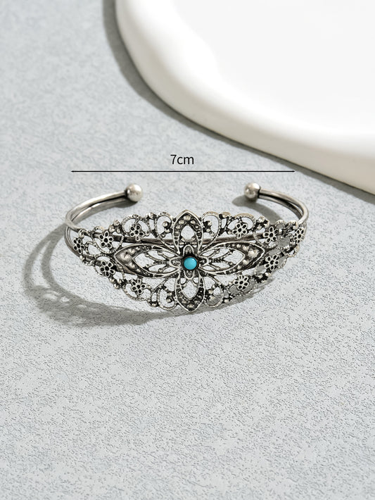 Vintage Style Ethnic Style Geometric Alloy Plating Inlay Artificial Gemstones Women's Bangle