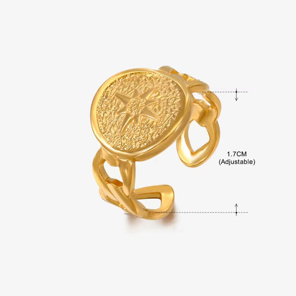 Retro Geometric Stainless Steel Plating Open Rings