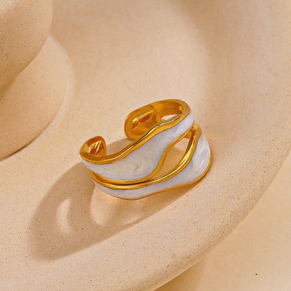 Retro Geometric Stainless Steel Plating Open Rings