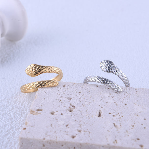 Ig Style Cool Style Snake Stainless Steel Plating 18k Gold Plated Open Rings
