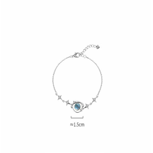 Elegant Romantic Round Sterling Silver Plating Inlay Agate White Gold Plated Bracelets