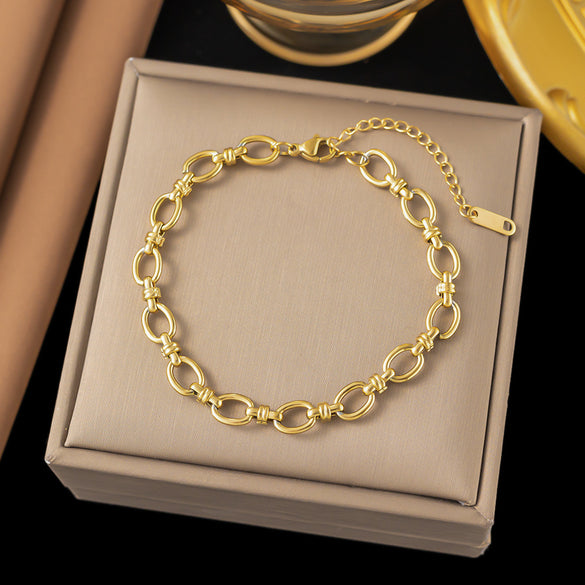 Streetwear Heart Shape Grain Titanium Steel Plating Inlay Shell Bracelets