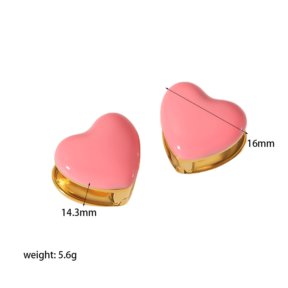 1 Pair Retro Heart Shape Plating Stainless Steel 18k Gold Plated Ear Studs