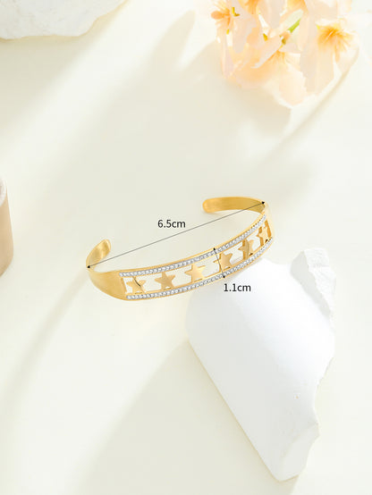 Simple Style Classic Style Star Stainless Steel Plating Inlay Zircon 18k Gold Plated Bangle