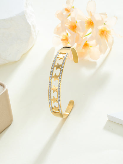 Simple Style Classic Style Star Stainless Steel Plating Inlay Zircon 18k Gold Plated Bangle