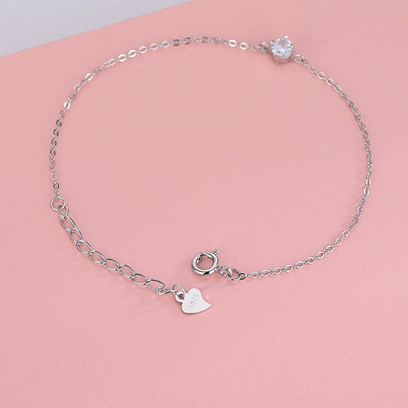 Casual Round Solid Color Sterling Silver Plating Inlay Zircon Silver Plated Bracelets