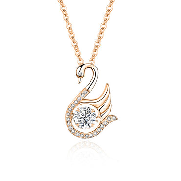 Simple Style Swan Sterling Silver Inlay Moissanite Zircon Pendant Necklace