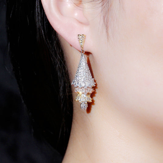 1 Pair Casual Romantic Christmas Tree Plating Inlay Copper Zircon Rhodium Plated Silver Plated Drop Earrings