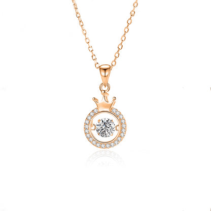 Simple Style Crown Sterling Silver Inlay Moissanite Zircon Pendant Necklace