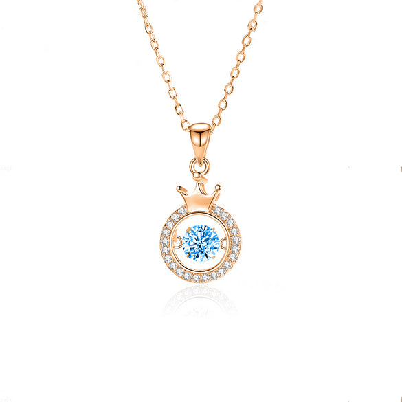 Simple Style Crown Sterling Silver Inlay Moissanite Zircon Pendant Necklace