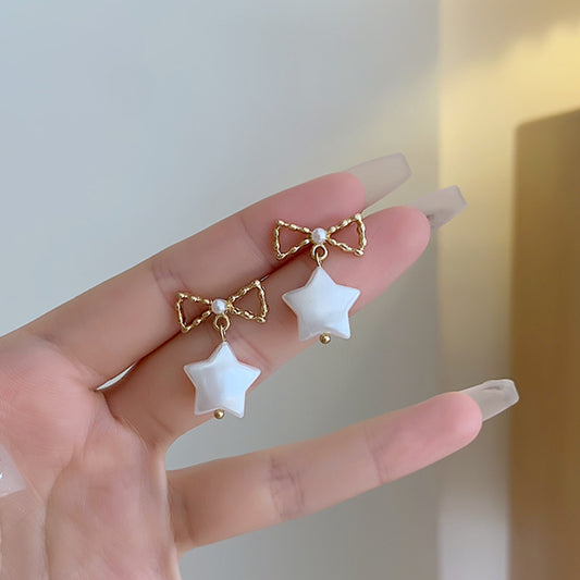 1 Pair Simple Style Bow Knot Plating Inlay Alloy Artificial Pearls Gold Plated Drop Earrings