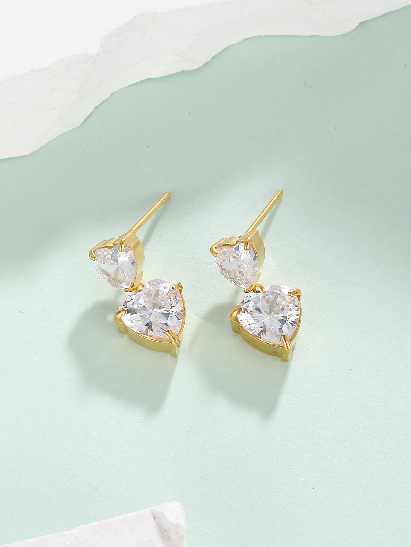 1 Pair Simple Style Classic Style Heart Shape Plating Inlay Stainless Steel Zircon 18k Gold Plated Drop Earrings