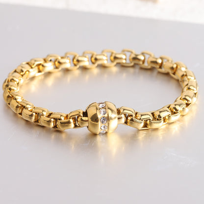Simple Style Solid Color Titanium Steel Plating Inlay Zircon 18k Gold Plated Women's Bracelets