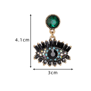 1 Pair Classical Vintage Style Exaggerated Devil's Eye Plating Inlay Alloy Pearl Zircon Drop Earrings
