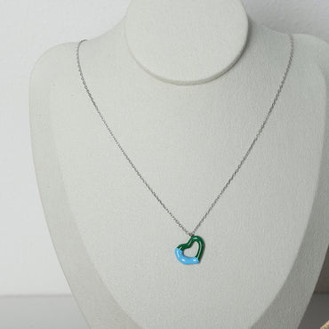 Wholesale Simple Style Heart Shape Titanium Steel Enamel Plating 18k Gold Plated Necklace