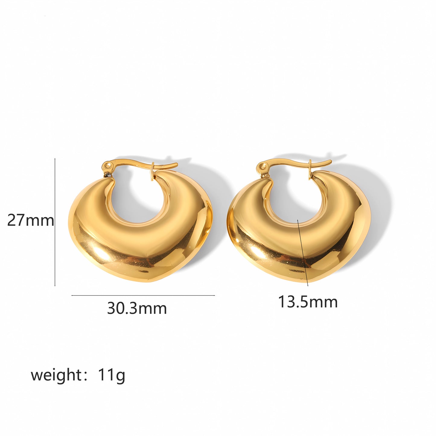 1 Pair Simple Style Heart Shape Polishing Plating Stainless Steel 18k Gold Plated Ear Studs