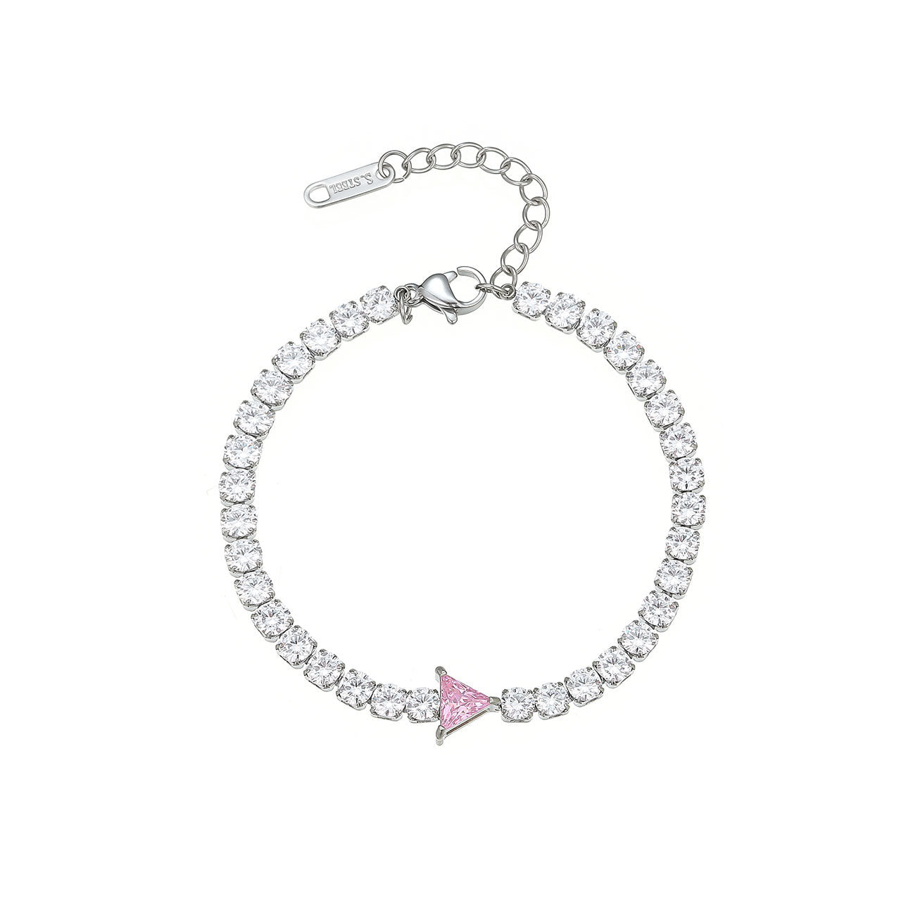 Elegant Simple Style Triangle Water Droplets Heart Shape Stainless Steel Plating Inlay Zircon Bracelets