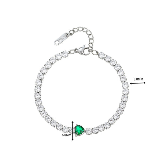 Elegant Simple Style Triangle Water Droplets Heart Shape Stainless Steel Plating Inlay Zircon Bracelets