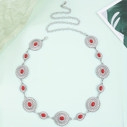 Wholesale Jewelry Ethnic Style Geometric Metal Turquoise Waist Chain