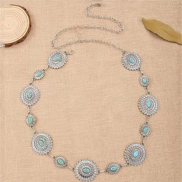 Wholesale Jewelry Ethnic Style Geometric Metal Turquoise Waist Chain