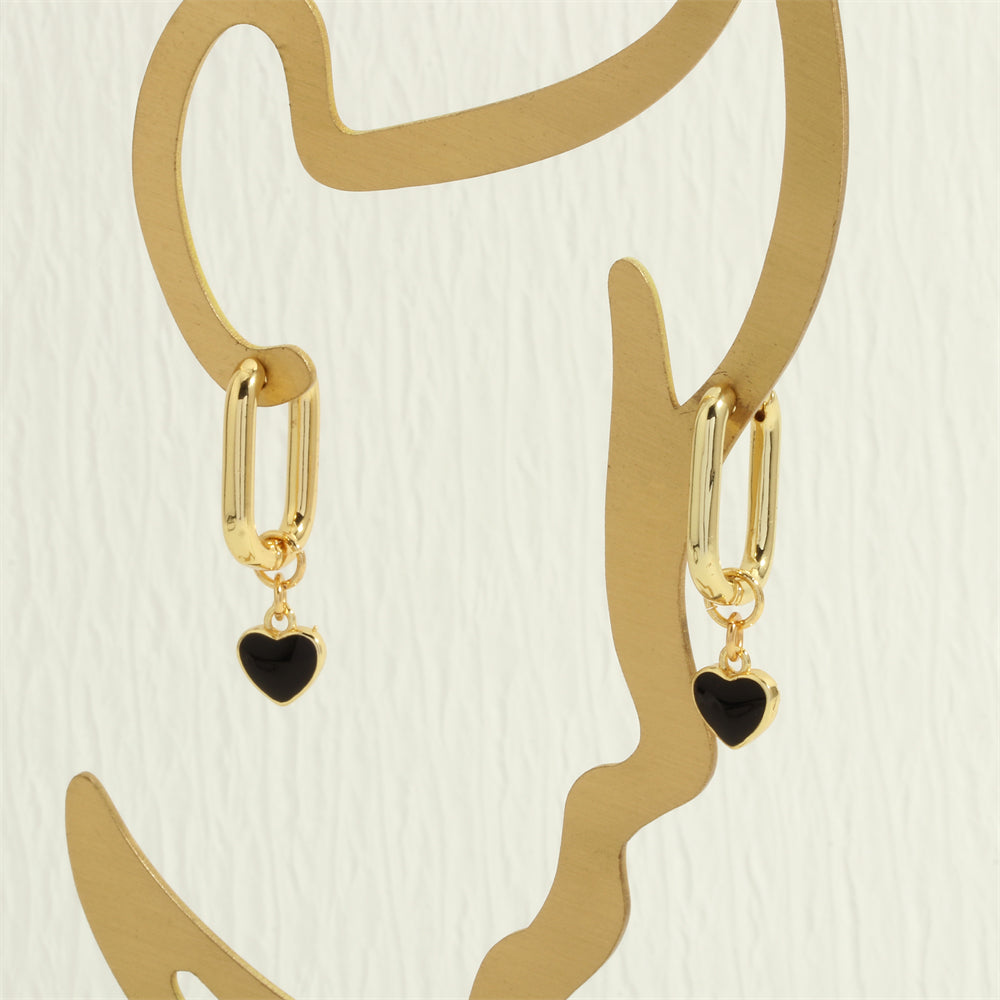 Bohemian Beach Devil's Eye Heart Shape Glass Copper Enamel Plating Inlay Zircon 18k Gold Plated Women's Jewelry Set