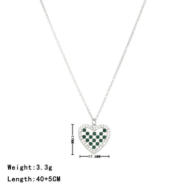 Wholesale Sweet Simple Style Heart Shape Stainless Steel Inlay White Gold Plated Gold Plated Zircon Pendant Necklace