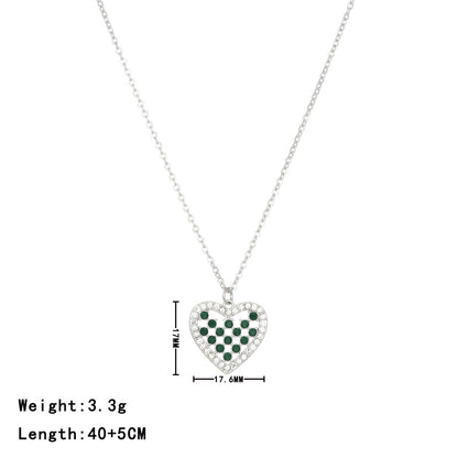 Wholesale Sweet Simple Style Heart Shape Stainless Steel Inlay White Gold Plated Gold Plated Zircon Pendant Necklace