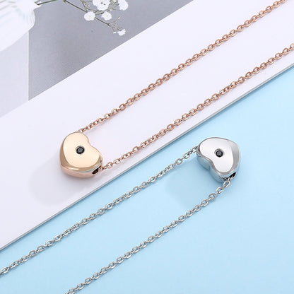 Wholesale Simple Style Classic Style Heart Shape Titanium Steel Hollow Out Pendant Necklace