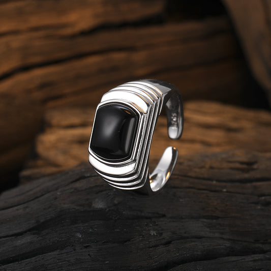 Simple Style Commute Square Sterling Silver Plating Inlay Agate 24k Gold Plated White Gold Plated Women's Rings