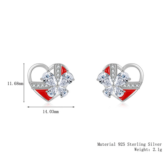 1 Pair Simple Style Heart Shape Inlay Sterling Silver Zircon Ear Studs