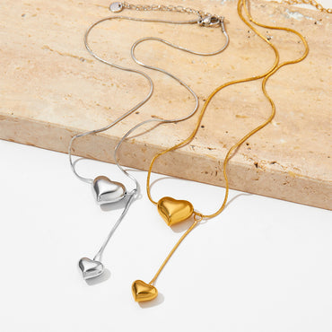 Wholesale Simple Style Heart Shape Stainless Steel Titanium Steel Plating Pendant Necklace
