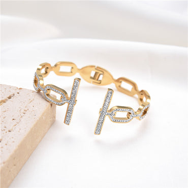 Vintage Style Rectangle Stainless Steel Plating Bangle