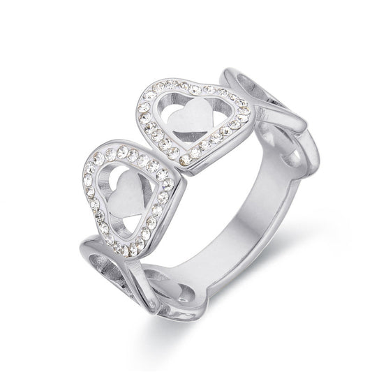 Vintage Style Heart Shape Stainless Steel Plating Rings