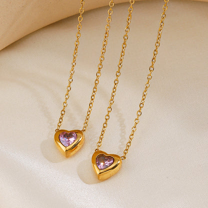 Simple Style Heart Shape Stainless Steel Plating 18k Gold Plated Pendant Necklace