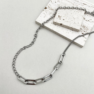Casual Simple Style Solid Color Stainless Steel Patchwork Necklace