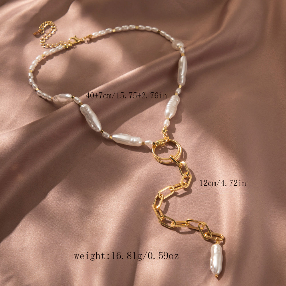 Exaggerated Simple Style Color Block Imitation Pearl Copper Beaded Plating Women's Necklace