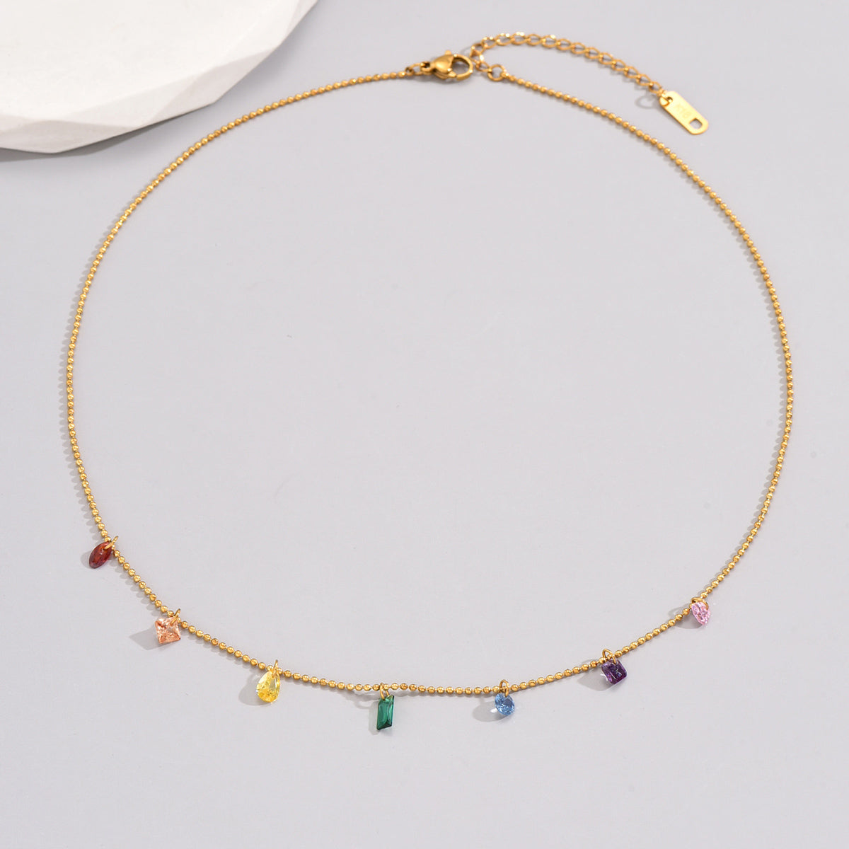 Vintage Style Color Block Stainless Steel Titanium Steel Beaded Plating 18k Gold Plated Necklace