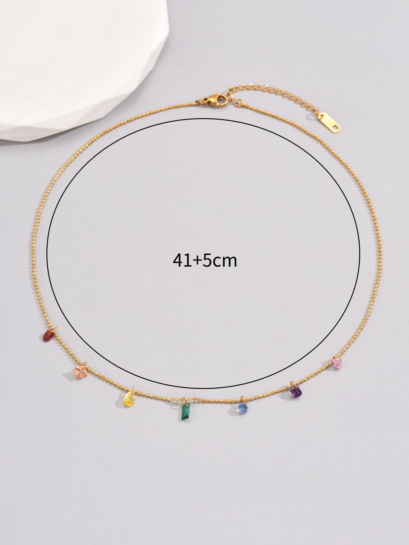 Vintage Style Color Block Stainless Steel Titanium Steel Beaded Plating 18k Gold Plated Necklace