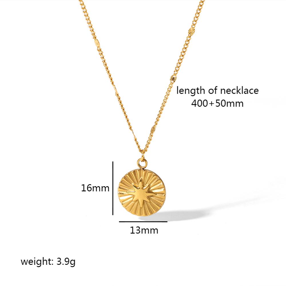 Wholesale Retro Round Heart Shape Stainless Steel Polishing Plating 18k Gold Plated Pendant Necklace