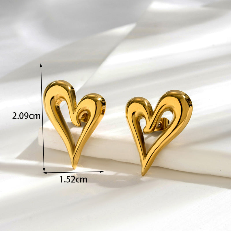 1 Pair French Style Simple Style Classic Style Number Heart Shape Plating Stainless Steel 18k Gold Plated Ear Studs