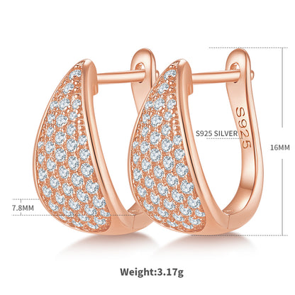 Elegant Classic Style Geometric Sterling Silver Gra Inlay Moissanite Rose Gold Plated White Gold Plated Gold Plated Earrings