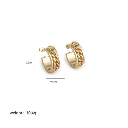 1 Pair Commute C Shape Polishing Plating Copper 18K Gold Plated Ear Studs