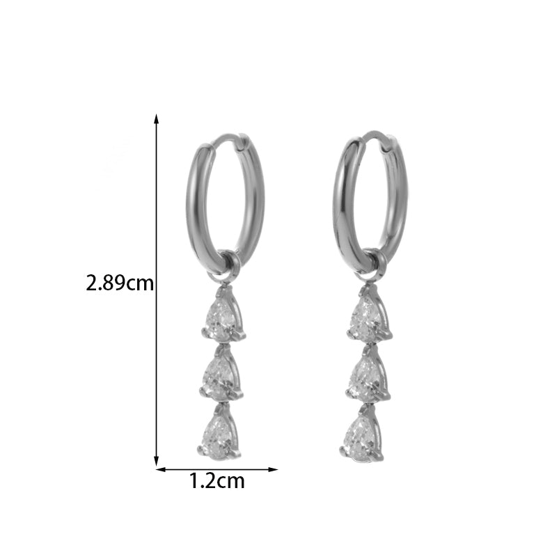 1 Pair Nordic Style French Style Simple Style C Shape Water Droplets Plating Inlay Stainless Steel Zircon 18k Gold Plated Ear Studs