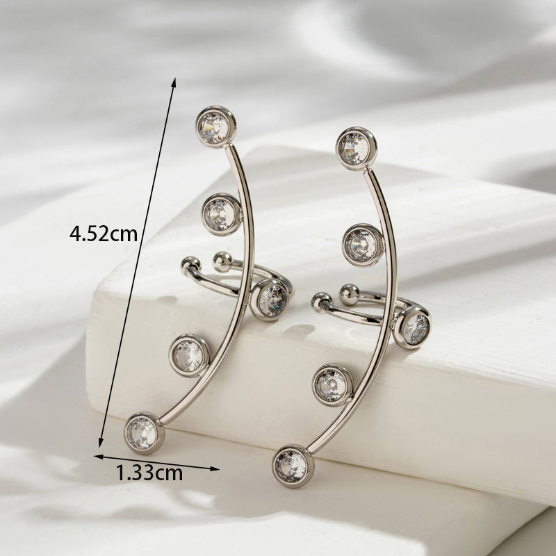 1 Pair Nordic Style French Style Simple Style C Shape Water Droplets Plating Inlay Stainless Steel Zircon 18k Gold Plated Ear Studs